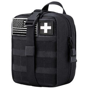 Tactical Molle Utility Pouch + Medical Patch + USA Flag for Camping Hiking Pouch